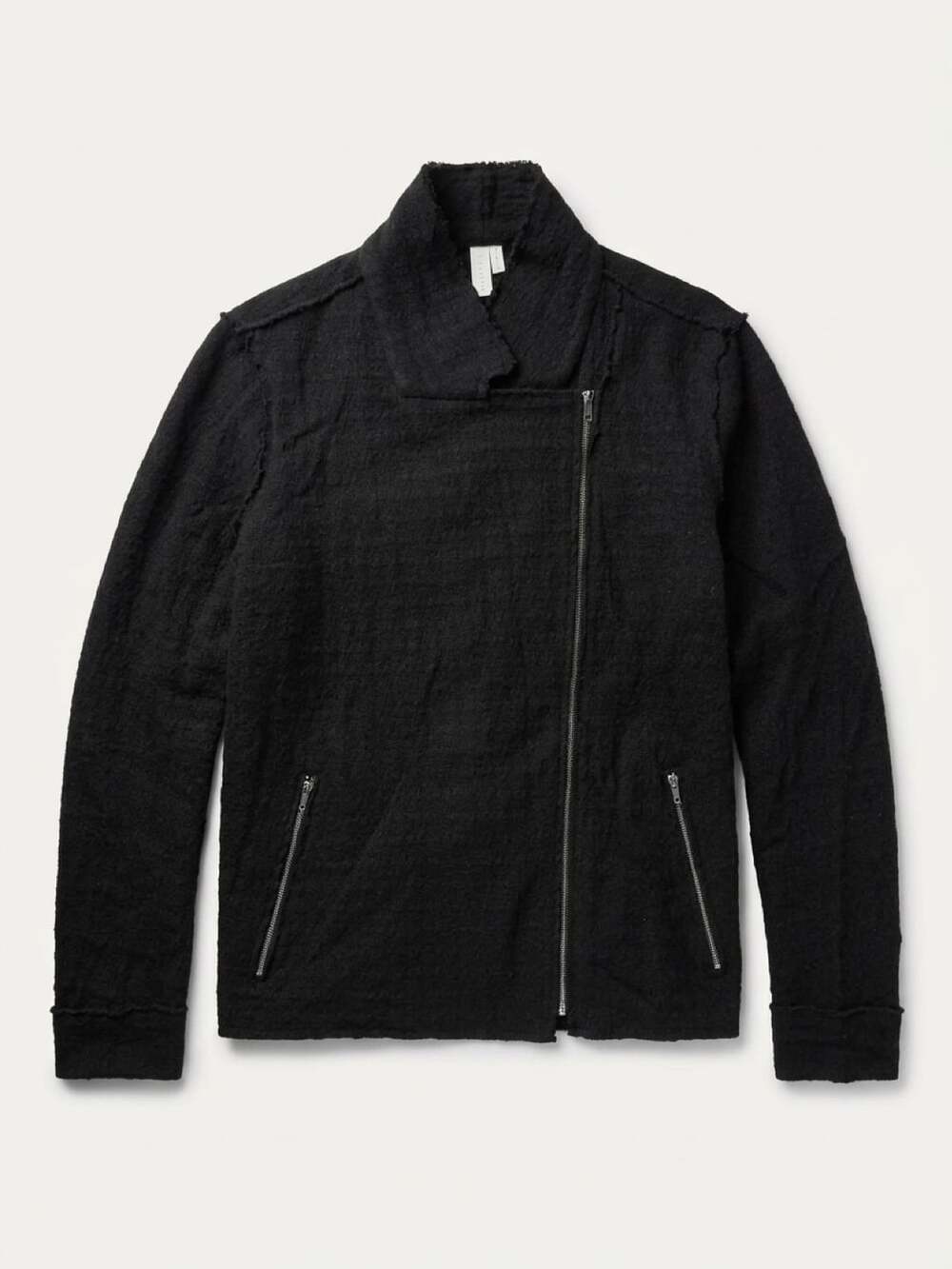 Sahalie Jacket Size XL Black Asymmetrical Zip Wool Blend